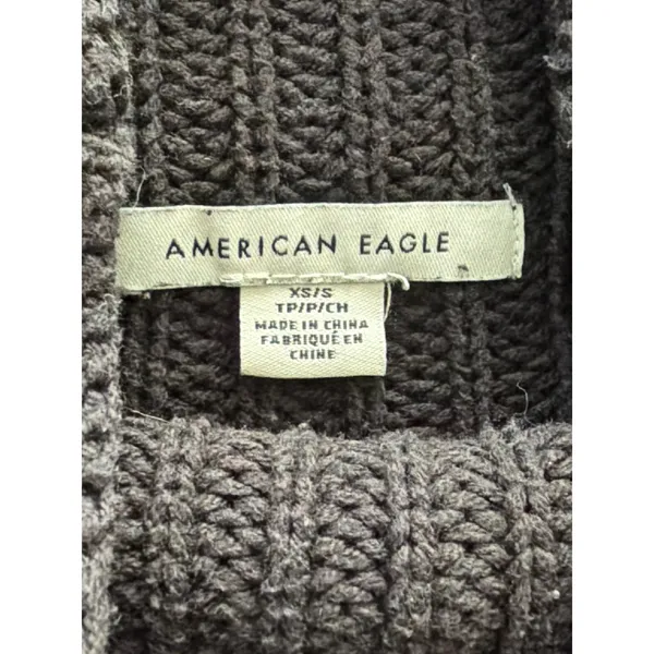 American Eagle Oversized Mock Neck Ribbed Knit Sweater Black XS/S - Image 3