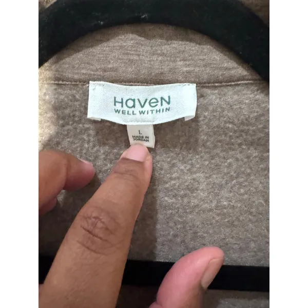 Haven Well Within L Tan Collared Pullover Top‎ Long Sleeve TENCEL Blend Shirt - Image 7