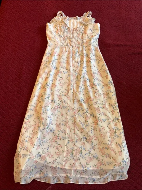 Floral Ruffle Tiered Sundress in Soft Pastels - Image 3
