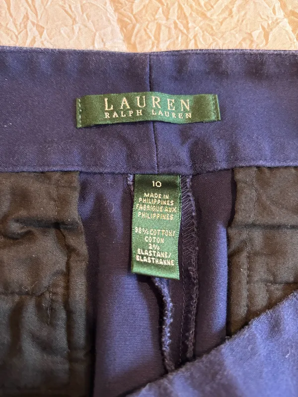 Lauren Ralph Lauren Tailored Navy Bermuda Shorts - Double Button Chino Size 10 - Image 5