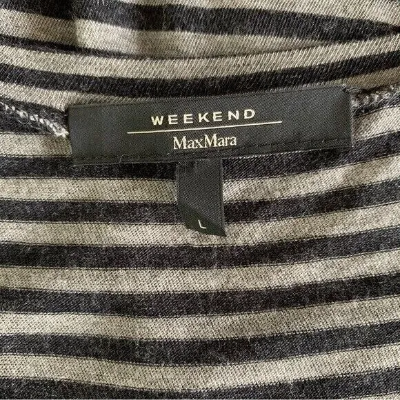 MaxMara Weekend Top Large Gray Striped Long Sleeve Designer‎ Minimalist - Image 5