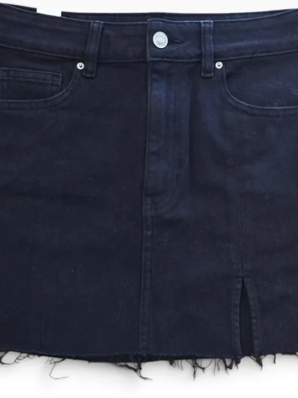 PacSun Black Frayed Denim Stretch Mini Skirt - Image 3