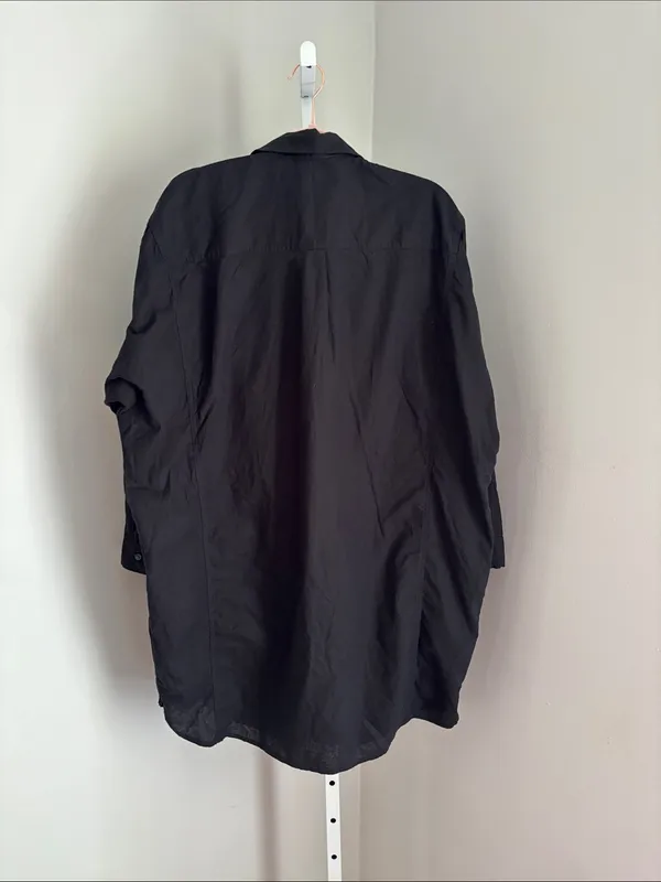 Universal Threads Shirt Dress Black Long Sleeve Button-Up Tunic Collared Size L - Image 2