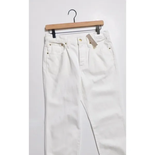 NWT!!‎ J. CREW White '84 Slouchy Jeans Solid Button Fly Straight Legs Size 27 - Image 3