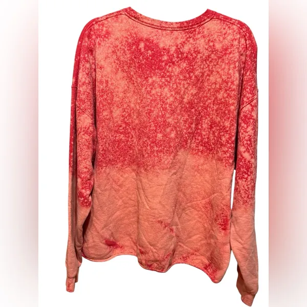 Vintage Fruit of the Loom Crewneck Sweatshirt Red Coral Acid Wash‎ sz 2XL - Image 2