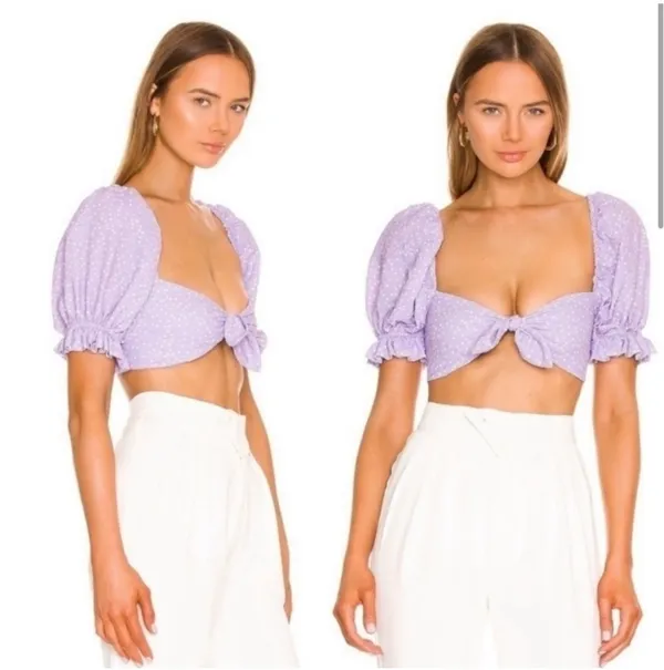 For Love & Lemons Puff Sleeve Crop Top - Image 2