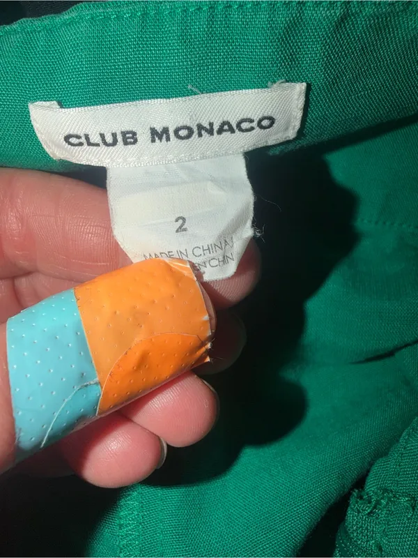 Club Monaco Linen Blend High Rise Wide Leg Crop Culottes Green 2. - Image 4