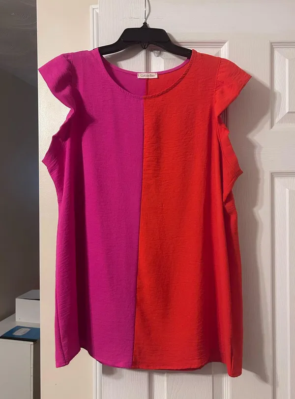 Cotton Bleu Colorblock Blouse Multiple Size L - Image 2
