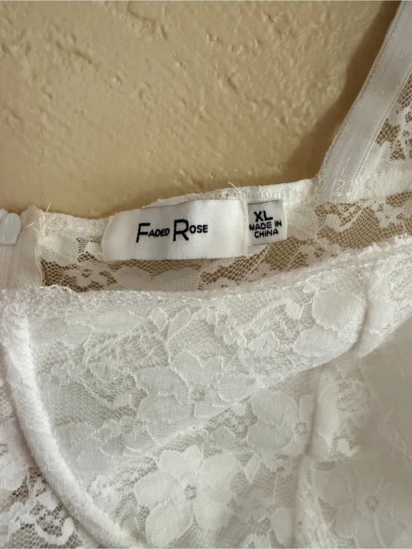White Lace Bustier Corset Crop Top - Image 2