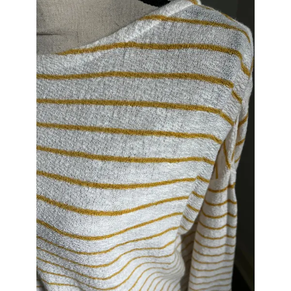 Striped Cotton Slub Knit Top sz Small White Yellow Oversized Coastal Minimalist‎ - Image 5