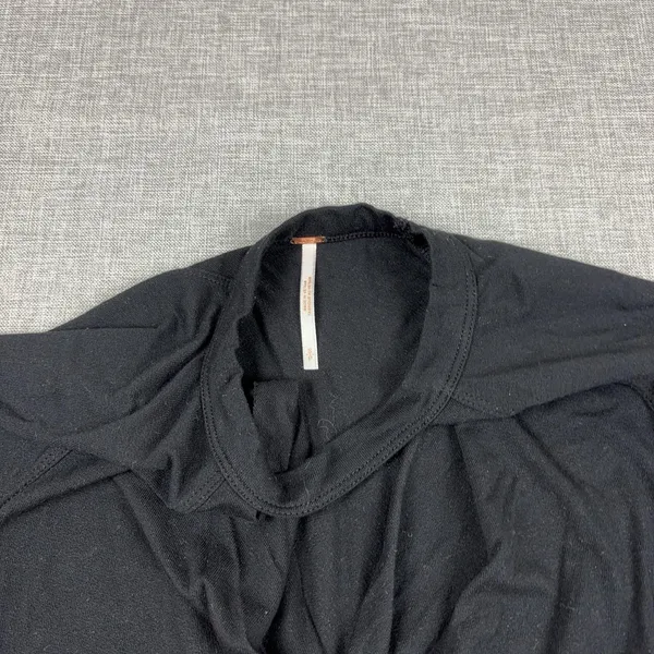 Free People Shirt Womens XS Black Twist Front Short Sleeve Jersey Relaxed Top - Image 7