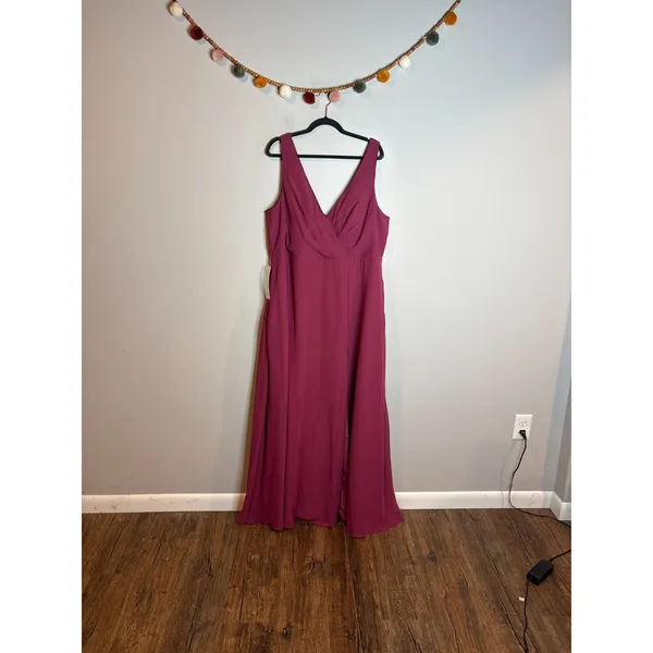 NWT Azazie Nelly Mulberry A-Line Pleated Chiffon Dress - Image 7