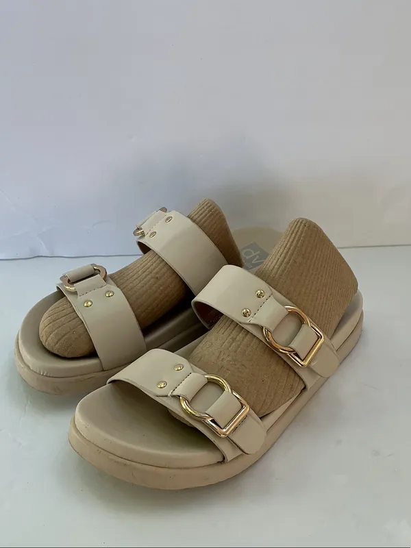 DV by Dolce Vita Neutral Beige Double Buckle Slide Sandals - Image 2