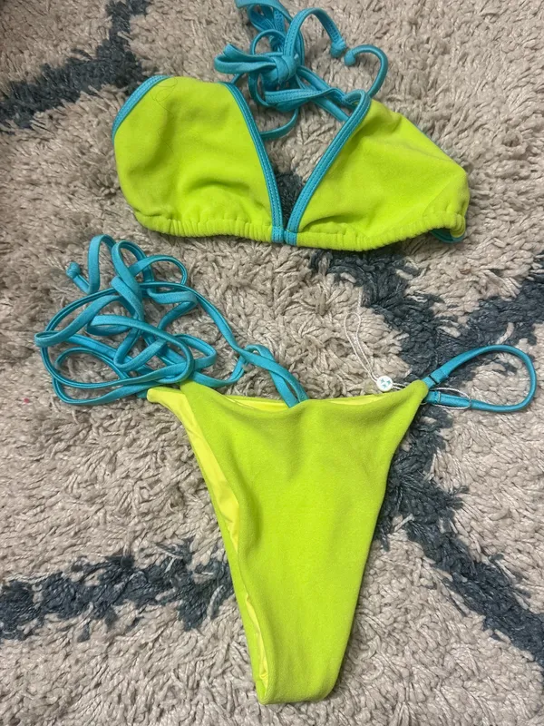 Frankies Bikinis Set Green Blue Size Large - Image 7