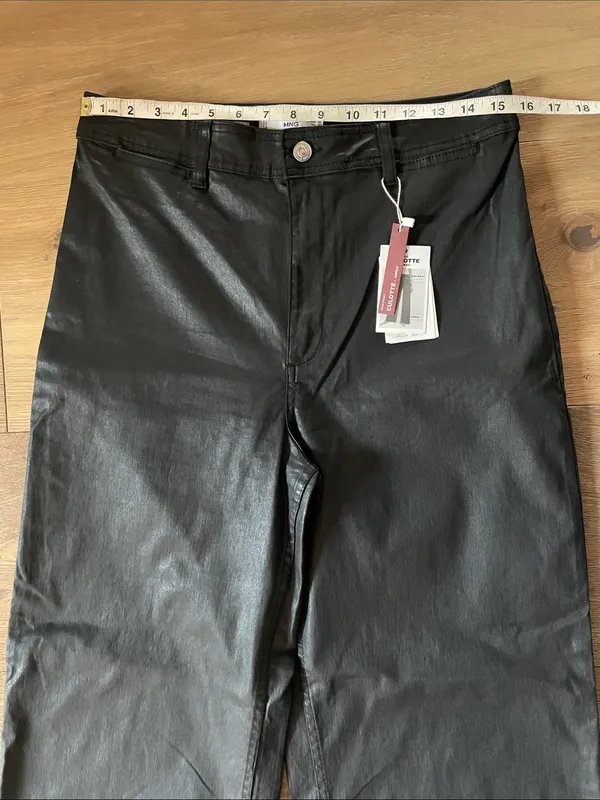Mango Coated Jeans Culotte High Waist Catherine Ankle Black Wide Leg Size 10 NWT - Image 11