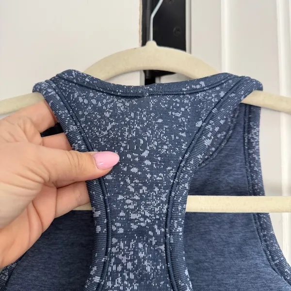 Lululemon ebb to street cropped racer back‎ bra tank blue - Image 4