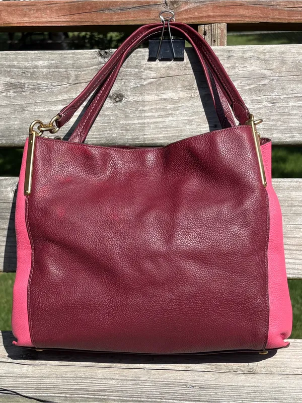 Coach 1016 Dalton 31 Wine Multi Colorblock Pebble Leather Shoulder Bag - Image 14
