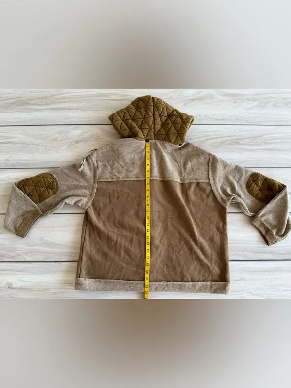 Mod Boutique Mixed-Knit Hooded Quilted Jacket Green Small NWOT - Image 3