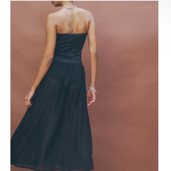NWT‎ Reformation Florissant Black Satin Sheer Dress Sz 12 $298 - Image 4