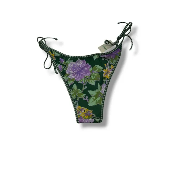 Aerie Bikini Bottoms Womens S Green Floral Gingham Side Tie Cheekiest NWT - Image 2