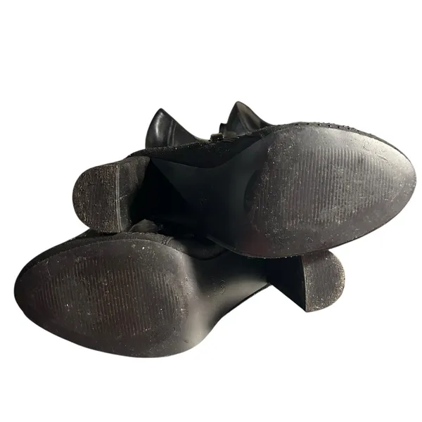 Boots Ankle Black SZ 9 Sparkle Slouch Block Heel Zip Side Forever Booties Goth - Image 7
