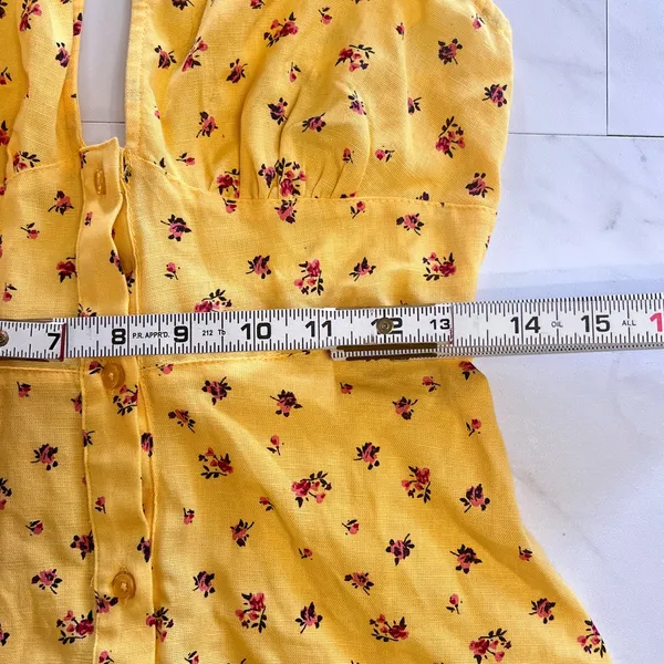 NWT ASOS Ditsy Floral Halter cotton linen blend mini dress size 4 - Image 8