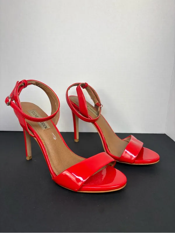 Steve Madden Red Patent Stiletto Ankle-Strap Sandals - Image 2