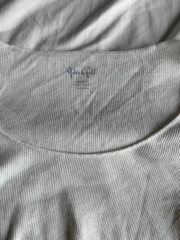 cream long sleeve scoop neck ribbed brandy top - Image 3