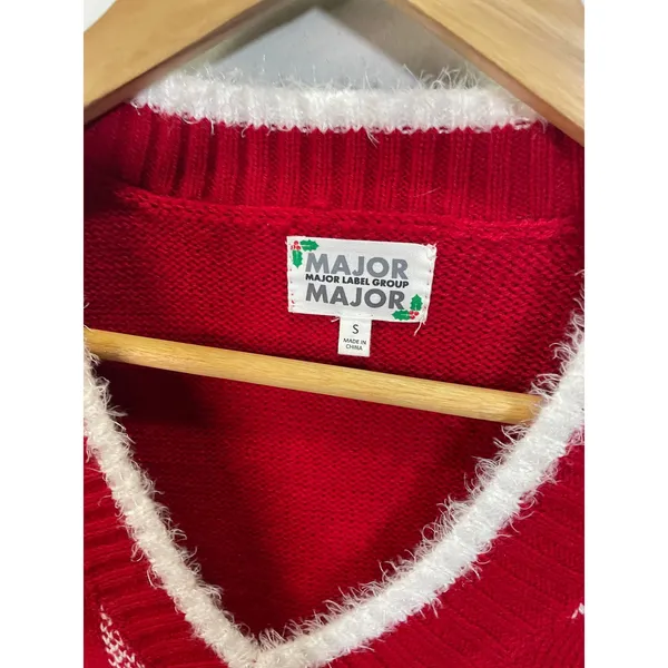 Major Major Sweater Vest Womens S Red Gingerbread Snowflake Ugly Christmas Party - Image 3