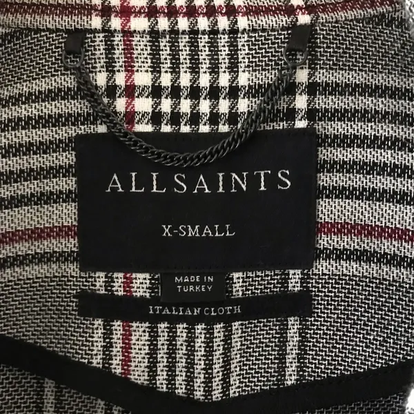 All Saints Tyla Check Plaid Wool Blend Belted Long Trench Coat - Image 11