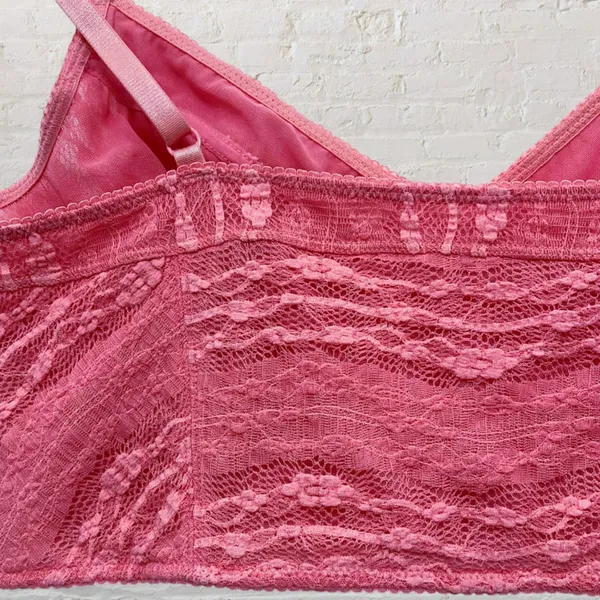 Free People Intimately Lace Bralette L Pink Lemonade Crop Top Stretch Mesh - Image 10