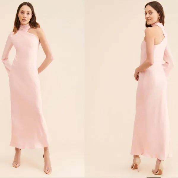 Significant Other Rhiannon One-Shoulder Sleeve High Neck Pink Maxi Gown 8‎ NWT - Image 2