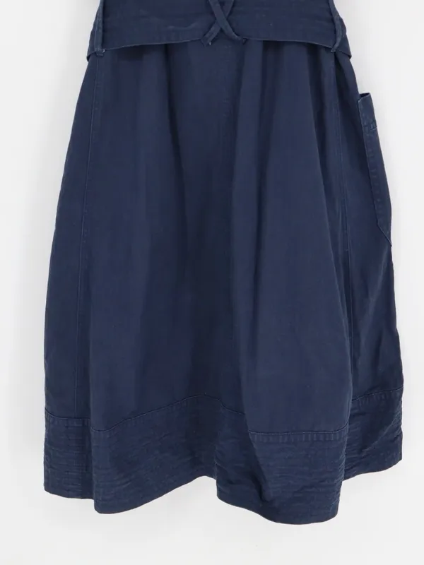 Everlane Denim Apron Midi Dress Women’s Large Navy Organic Cotton Belted Pockets - Image 11