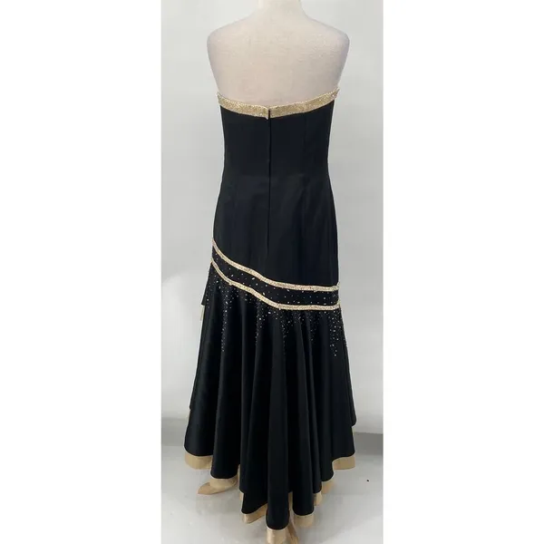 Vintage Y2k Camille La Vie Gown Beaded Strapless Satin Sweetheart Black Beige 10 - Image 8