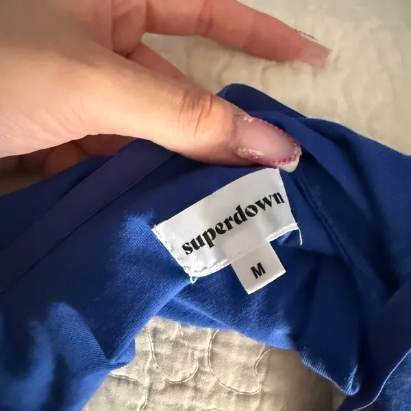 Superdown Megan Strappy Bodysuit‎ Blue Size Medium - Image 4