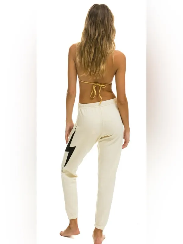 Aviator Nation Lightning Bolt Jogger Sweatpants vintage white Size L - Image 4