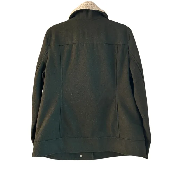 A New Approach Women Moto Jacket Size XL Earthy Green‎ Sherpa Assymetrical Zip - Image 2