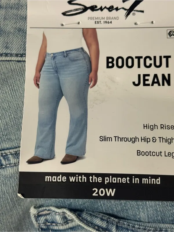 Seven7 Jeans Women 20W Faded Light Wash High Rise Slim Hip & Thigh Bootcut Denim - Image 7