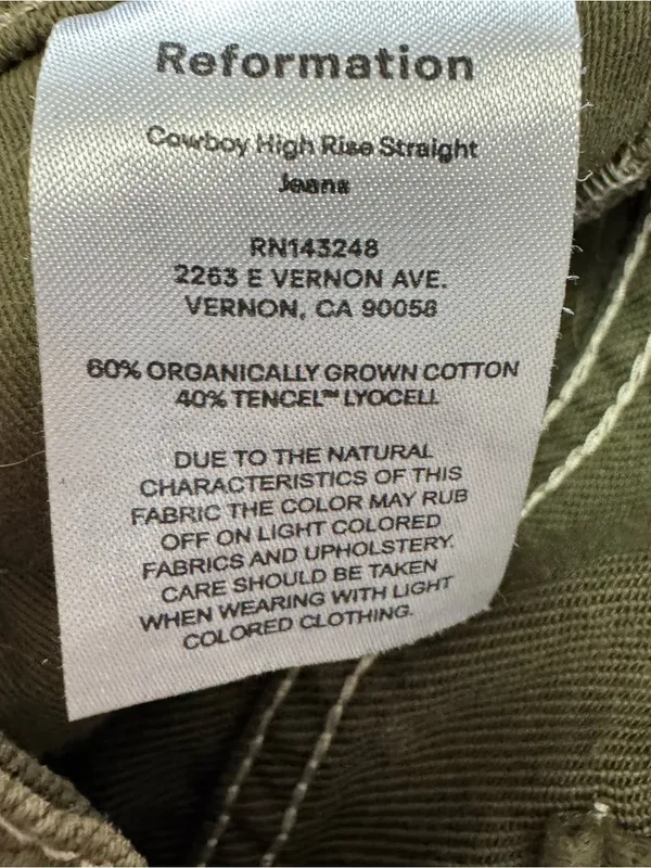 Reformation Cowboy High Rise Straight Jeans Kalamata Green Size 26 - Image 6