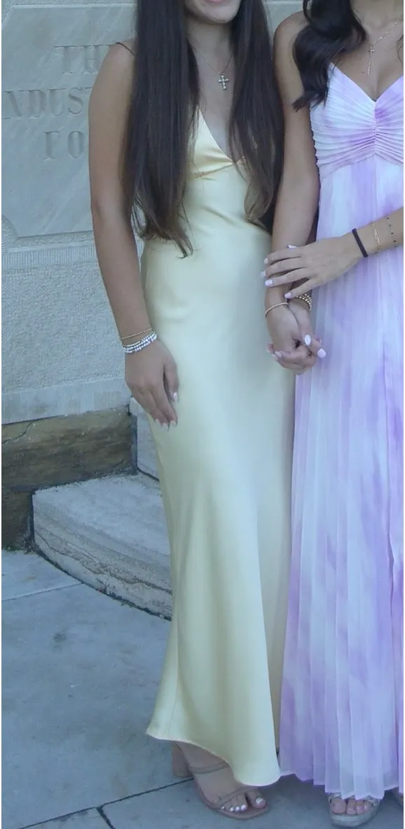 Showpo Yellow Satin Midi Dress - Image 3