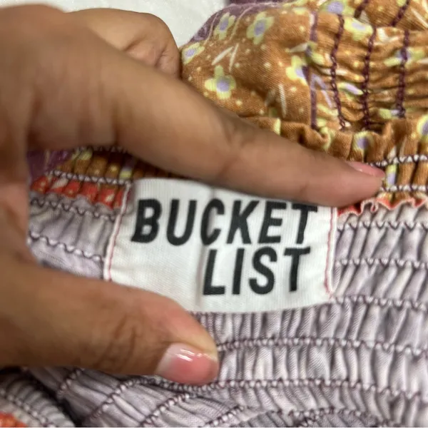 BUCKETLIST S Patchwork jumpsuit w/pockets one piece FLAW smocked bodice wide leg - Image 13