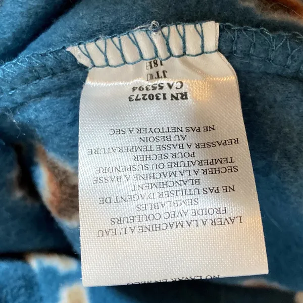 As Real As Wrangler Fleece Pullover 1/4 Zip Aztec Pattern Pearl Snap Blue S - Image 7