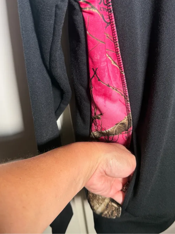 Realtree Women's Black Hoodie Sweatshirt with Pink Camo Accents XL - Image 3