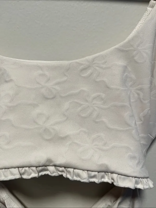 LOVESHACKFANCY Ergo Bow Jacquard Active Cutout Tennis Dress White, Size M - Image 5
