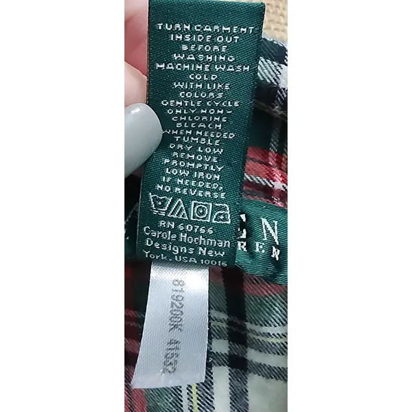 Ralph Lauren‎ Plaid Flannel Pajama Top Cozy Button-Down Sleepwear - Image 5