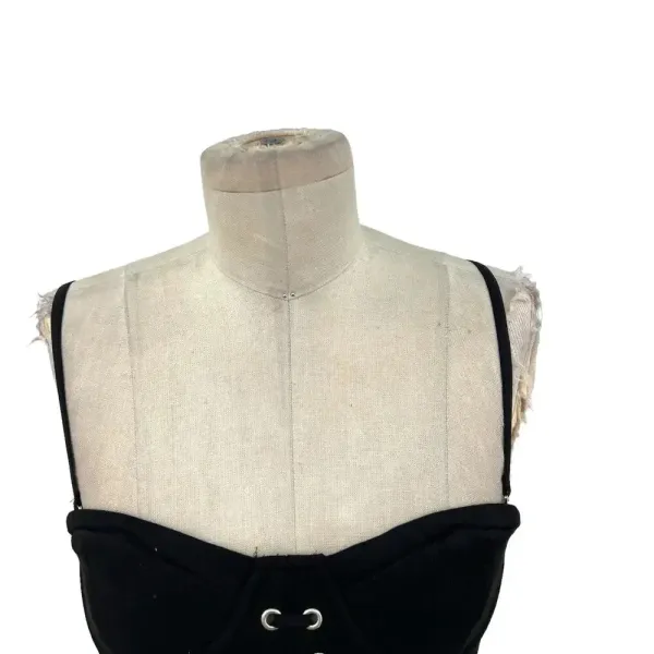 Zara Corset Tank Top Bralette Lace Up Sweetheart‎ Shirred Black Size Medium - Image 3