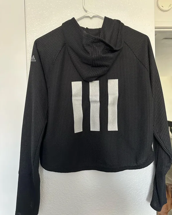 Adidas back 3 striped hoodie - Image 4