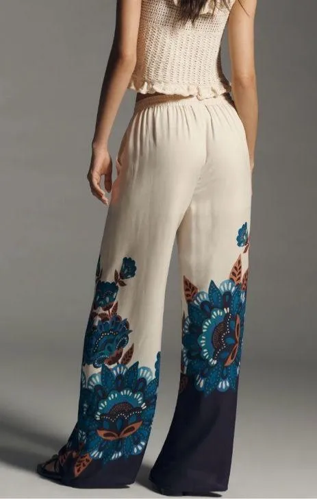 Farm Rio Martina Printed Pull-on Wide-Leg Pants, Size M - Image 5