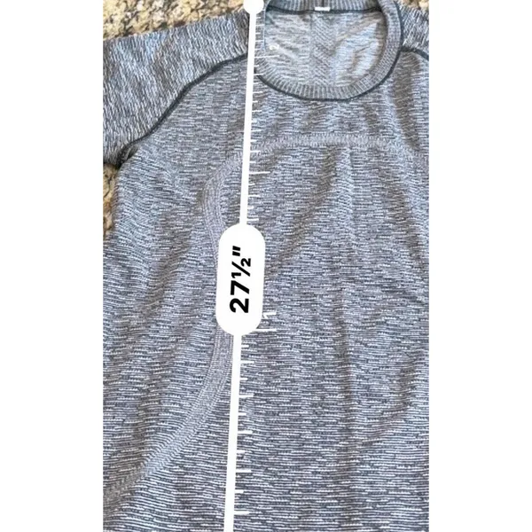 Lululemon Swiftly Tech Short Sleeve Crew Gray Speckled Black White Size 8 - Image 9