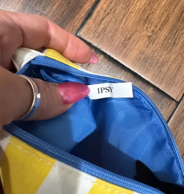ipsy Ipsy Yellow & White Striped Cosmetic Glam Bag - Image 8